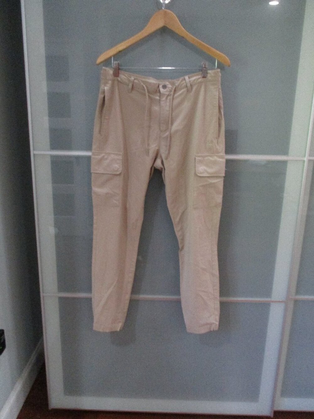 Psycho Bunny Men's Joggers Tapered Cargo Pockets Beige